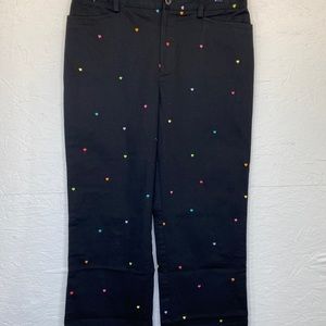 Rafaella Capri Pant, Black w/embroidered hearts 6